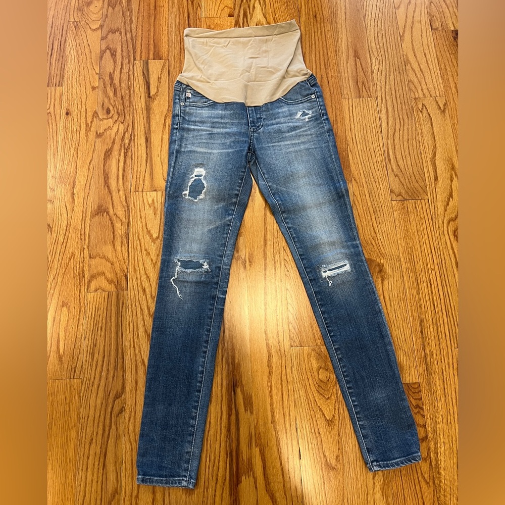 Maternity AG Adriano Goldshmied Distressed Skinny Jeans 26R